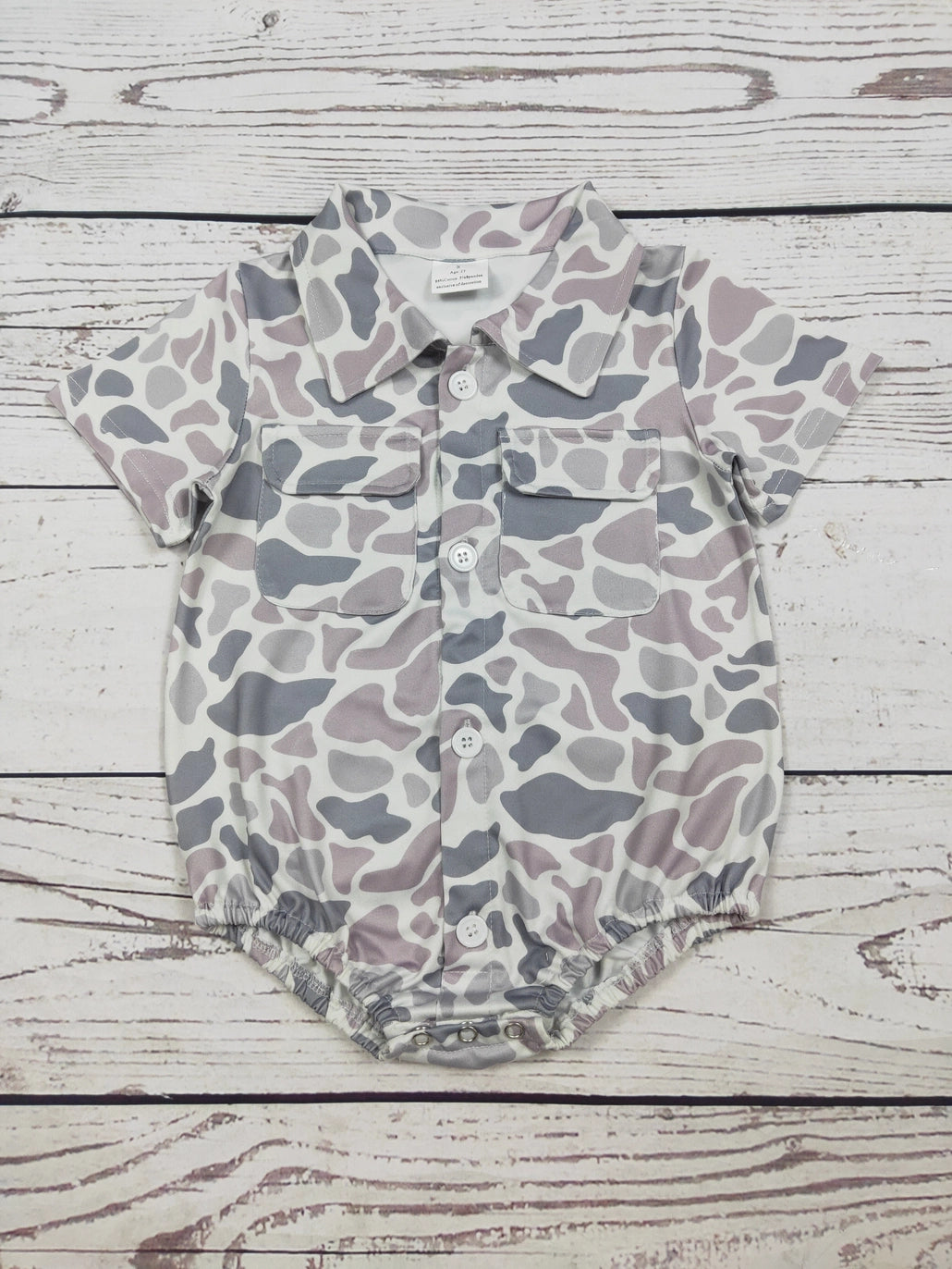Camouflage Printed Baby Boy Bubble with Pocket