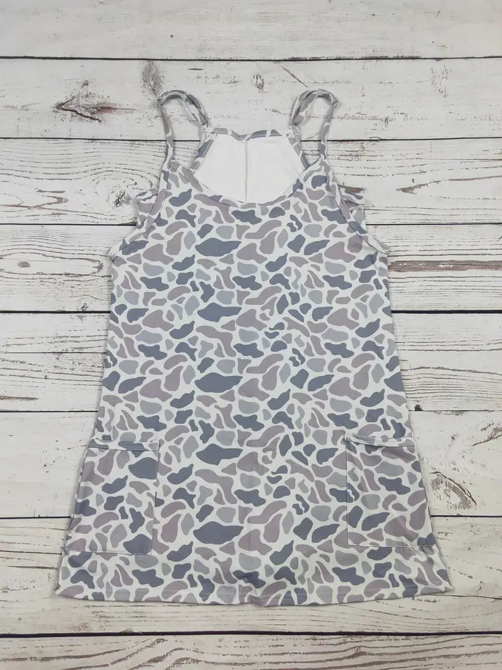 Women Gray Camouflage Printed Dresses