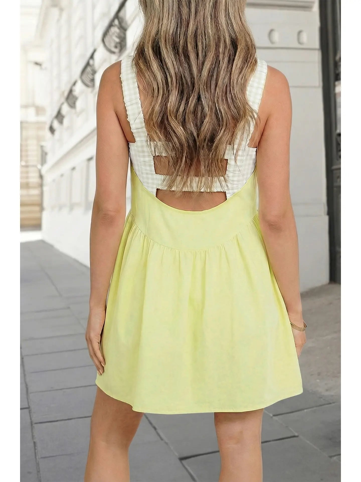 Gingham Contrast Patchwork 2pcs Mini Dress